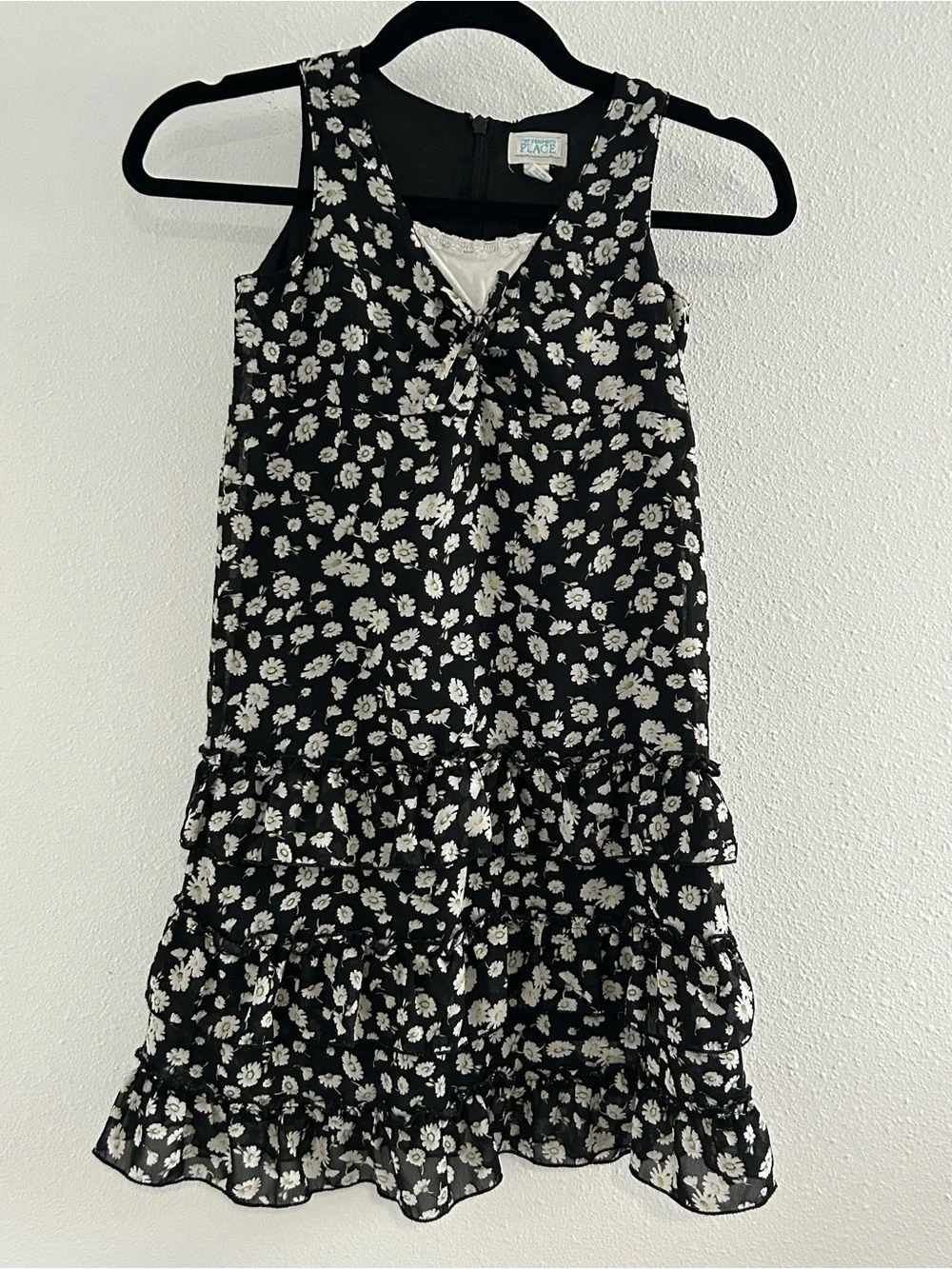 The Children's Place Black with White Daisy Tiered Dress